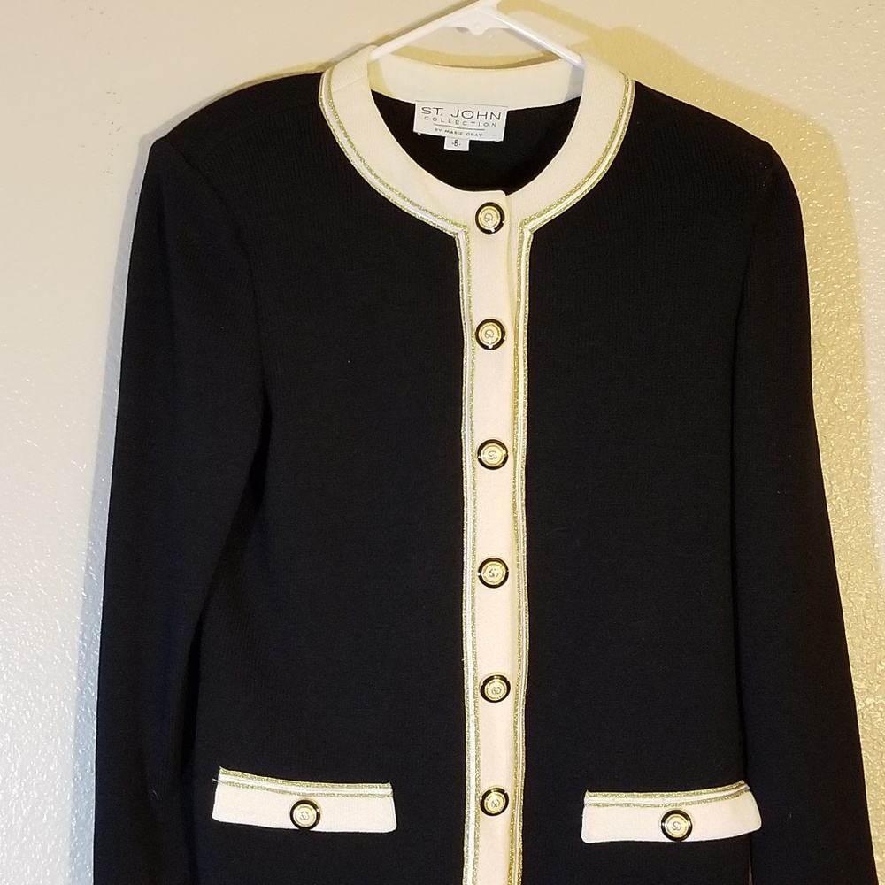 St. John Marie Gray Womens 2 Piece Knit Skirt Suit